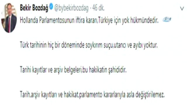 Hollanda’nın 1915 Kararı Türkiye İçin Yok Hükmündedir’