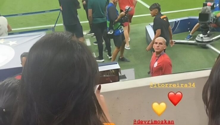 Oyuncu İhtilal Özkan, Galatasaray maçında! Sevgilisi Torreira’ya maç öncesi baht öpücüğü verdi