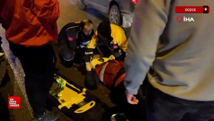 Düzce’de motosiklet şoförü sokak köpeğine çarpmamak için kaza yaptı