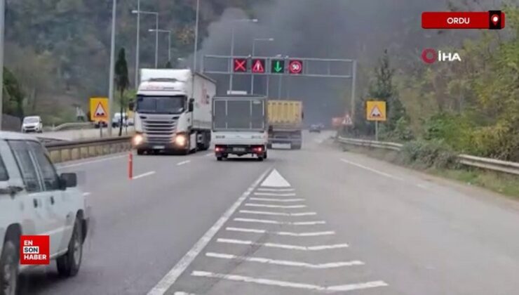 Ordu’da tünelde yangın: Konteyner alev alev yandı